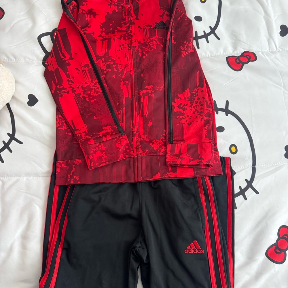 Adidas Red and Black Tracksuit